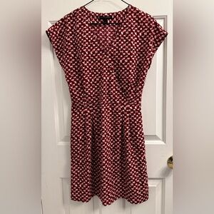 Banana Republic Burgundy and White Patterned Dress